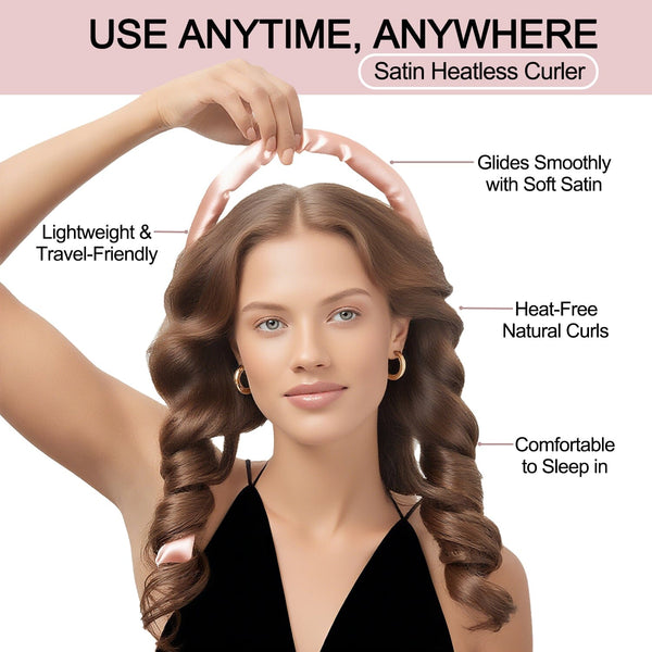 Labhairs Heatless Curling Set: Satin No-Heat Hair Curler with 2 Scrunchies & Shark Clip- Sleep-Friendly Overnight Curls, Zero Damage Apparel & Accessories > Clothing Accessories > Hair Accessories > Wig Accessories > Tools & Accessories LABHAIRS® 