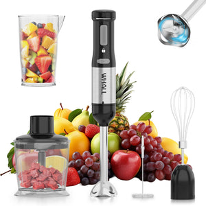 WHALL Cordless Handheld Blender, Rechargeable Immersion Blender with Whisk, Milk Frother Attachments LABHAIRS® 