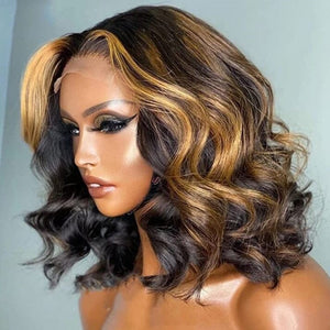 Undetectable Top Swiss HD Lace Ombre Highlight Human Hair Bob Wig | Queen Wave Apparel & Accessories > Clothing Accessories > Hair Accessories > Wigs > Colorful Wig LABHAIRS® 