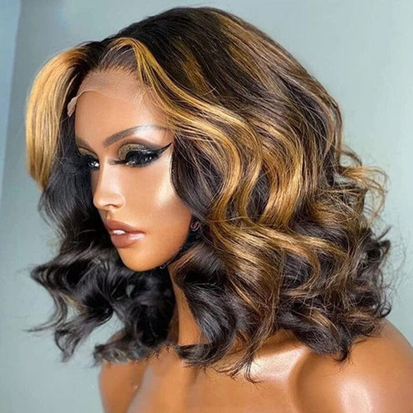 Undetectable Top Swiss HD Lace Ombre Highlight Human Hair Bob Wig | Queen Wave Apparel & Accessories > Clothing Accessories > Hair Accessories > Wigs > Colorful Wig LABHAIRS® 