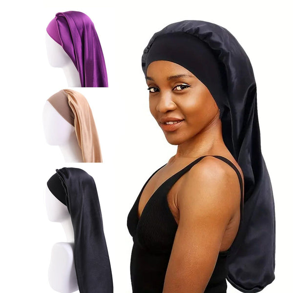 Purple Silk Bonnet Foldable Extra Long Bonnet for Braids for Sleeping Apparel & Accessories > Clothing Accessories > Hair Accessories > Wig Accessories > Tools & Accessories LABHAIRS® 