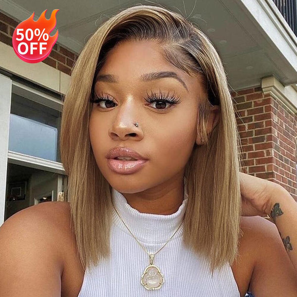 Ombre 13*4 Top Swiss HD Lace Straight Short Bob Wig Apparel & Accessories > Clothing Accessories > Hair Accessories > Wigs > Colorful Wig LABHAIRS® 