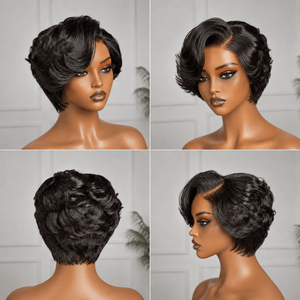New Pixie Cut Short Wavy Natural Bleached Knots Bob Apparel & Accessories > Clothing Accessories > Hair Accessories > Wigs > 5x5 Top Swiss HD Lace Closure Wig LABHAIRS® 