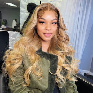 Loose Body Wave Ombre Blonde Color Top Swiss HD Lace Raw Hair Lace Wig LABHAIRS® 