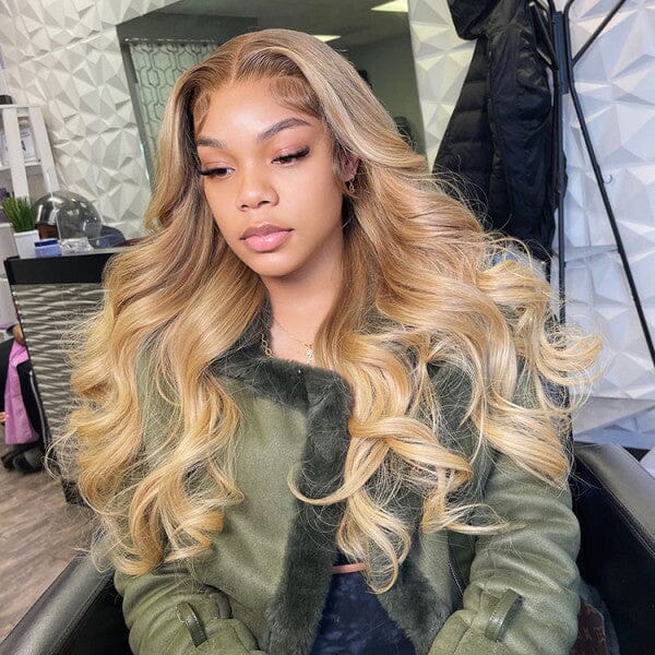 Loose Body Wave Ombre Blonde Color Top Swiss HD Lace Raw Hair Lace Wig LABHAIRS® 