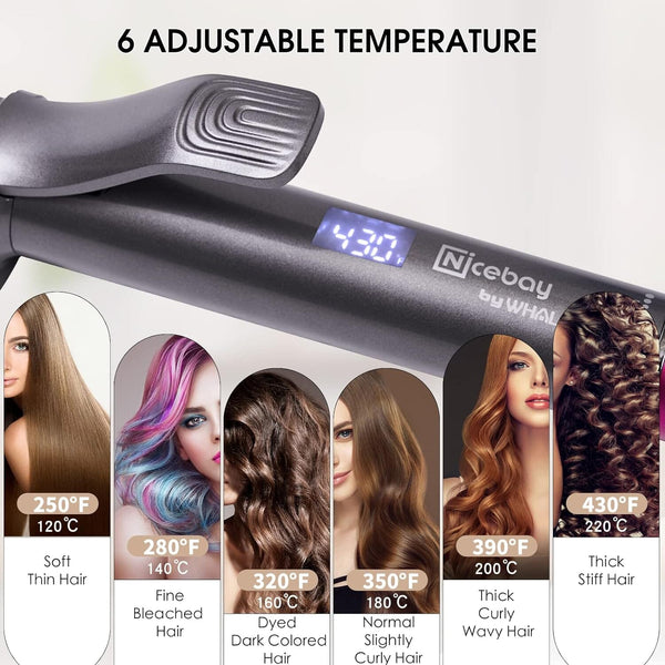 Nicebay® Curling Iron, 1 1/4 Inch Hair Curling Iron with Ceramic Coating, Professional Curling Wand, Fast Heating up to 430°F, Temperature LED Display, Wide Voltage for Worldwide, 60 Mins Auto Off Apparel & Accessories > Clothing Accessories > Hair Accessories > Wig Accessories > Tools & Accessories LABHAIRS® 