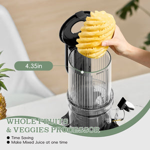 WHALL Slow Masticating Cold Press Juicer Machine: 4" Extra - Large Feed Chute, Reverse Function, for Both Soft and Hard Ingredients 180W LABHAIRS® 