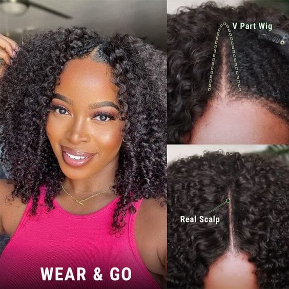 V Part Bouncy Curly High Thickness No Lace Beginner Friendly Wig LABHAIRS® 