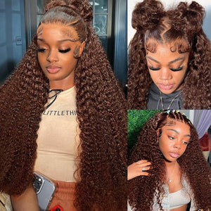 New Chocolate Brown Color Full Lace Transparent Kinky Curly Wig Apparel & Accessories > Clothing Accessories > Hair Accessories > Wigs > 5x5 Top Swiss HD Lace Closure Wig LABHAIRS® 