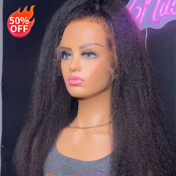 50% OFF 13*6 Top HD Lace Kinky Straight Curly Edge Style Wig LABHAIRS® 
