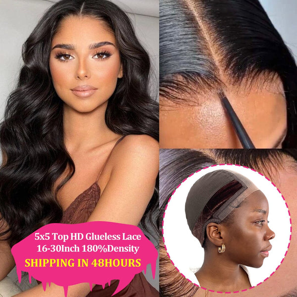 5*5 Top Swiss HD Glueless Lace Body Wave Wig&Wig Cap Kit Apparel & Accessories > Clothing Accessories > Hair Accessories > Wig Accessories > Tools & Accessories LABHAIRS® 