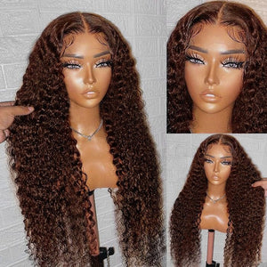 New Chocolate Brown Color Full Lace Transparent Kinky Curly Wig Apparel & Accessories > Clothing Accessories > Hair Accessories > Wigs > 5x5 Top Swiss HD Lace Closure Wig LABHAIRS® 