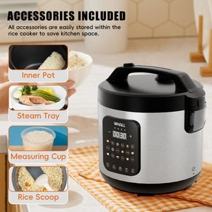Digital Rice Cooker,20-Cup Cooked, Steamer, Multicooker, Slow Cooker, Oatmeal, Auto Keep Warm, 5 Qt LABHAIRS® 