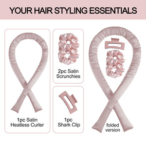 Labhairs Heatless Curling Set: Satin No-Heat Hair Curler with 2 Scrunchies & Shark Clip- Sleep-Friendly Overnight Curls, Zero Damage Apparel & Accessories > Clothing Accessories > Hair Accessories > Wig Accessories > Tools & Accessories LABHAIRS® 