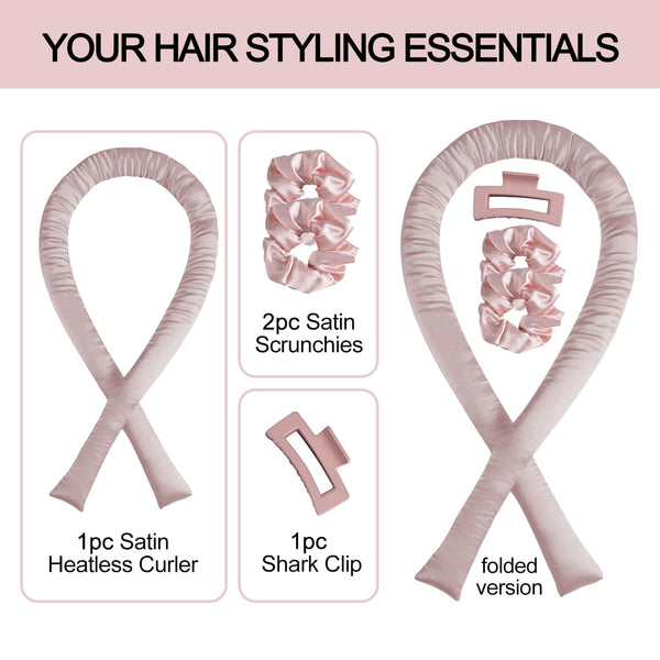 Labhairs Heatless Curling Set: Satin No-Heat Hair Curler with 2 Scrunchies & Shark Clip- Sleep-Friendly Overnight Curls, Zero Damage Apparel & Accessories > Clothing Accessories > Hair Accessories > Wig Accessories > Tools & Accessories LABHAIRS® 