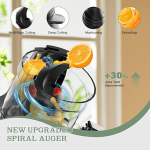 WHALL Slow Masticating Cold Press Juicer Machine: 4" Extra - Large Feed Chute, Reverse Function, for Both Soft and Hard Ingredients 180W LABHAIRS® 