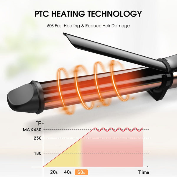 Nicebay® Curling Iron, 1 Inch Hair Curling Iron with Ceramic Coating, Professional Curling Wand, Fast Heating up to 430°F, Temperature LED Display, Wide Voltage for Worldwide, 60 Mins Auto Off Apparel & Accessories > Clothing Accessories > Hair Accessories > Wig Accessories > Tools & Accessories LABHAIRS® 