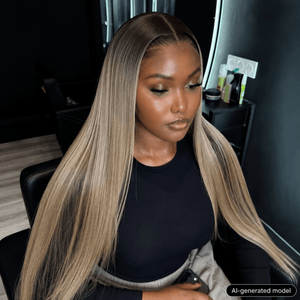 New Ombre Ash Color Silky Straight Human Hair Wig Apparel & Accessories > Clothing Accessories > Hair Accessories > Wigs > 5x5 Top Swiss HD Lace Closure Wig LABHAIRS® 