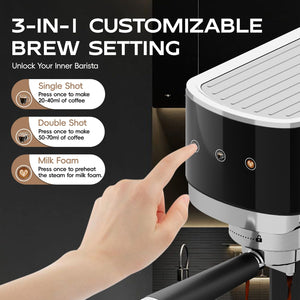 WHALL Espresso Machine 20 Bar, Stainless Steel Coffee Machine with Removable Water Tank New LABHAIRS® 