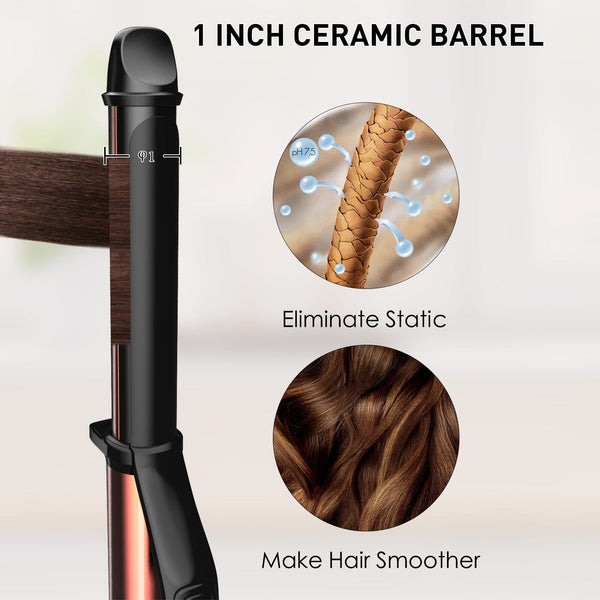 Nicebay® Curling Iron, 1 Inch Hair Curling Iron with Ceramic Coating, Professional Curling Wand, Fast Heating up to 430°F, Temperature LED Display, Wide Voltage for Worldwide, 60 Mins Auto Off Apparel & Accessories > Clothing Accessories > Hair Accessories > Wig Accessories > Tools & Accessories LABHAIRS® 