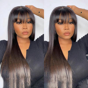 Straight With Bangs |180% Density | Beginner Friendly Glueless Full Machine LABHAIRS® 