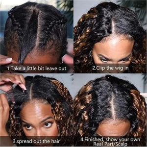V Part Ombre Highlight Curly High Thickness No Lace Beginner Friendly Wig LABHAIRS® 