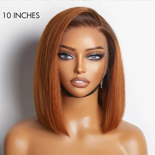 Ombre Ginger Color Straight 13x4 Transparent Lace Short Bob Wig Apparel & Accessories > Clothing Accessories > Hair Accessories > Wigs > Colorful Wig Colorful Wi LABHAIRS® 