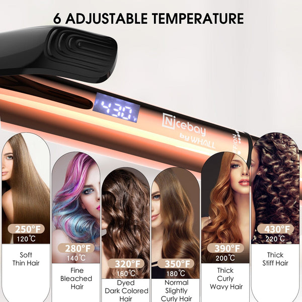 Nicebay® Curling Iron, 1 Inch Hair Curling Iron with Ceramic Coating, Professional Curling Wand, Fast Heating up to 430°F, Temperature LED Display, Wide Voltage for Worldwide, 60 Mins Auto Off Apparel & Accessories > Clothing Accessories > Hair Accessories > Wig Accessories > Tools & Accessories LABHAIRS® 