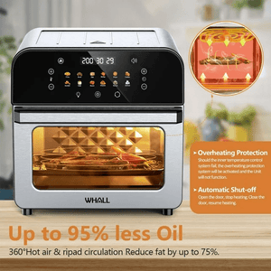 WHALL Air Fryer Oven – New 12QT Air Fryer with Touchscreen, 12 Pre - set Menus, Up to 95% Less Oil Usage and a Clear - view Window LABHAIRS® 