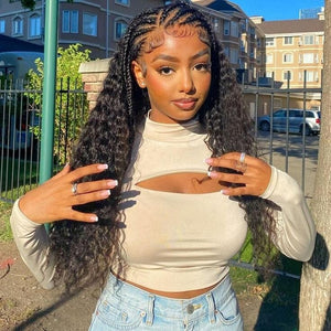 Labhairs New Braid Hair Full Lace Water Wave Human Hair Lace Wig Apparel & Accessories > Clothing Accessories > Hair Accessories > Wigs > 360 Lace Wigs LABHAIRS® 