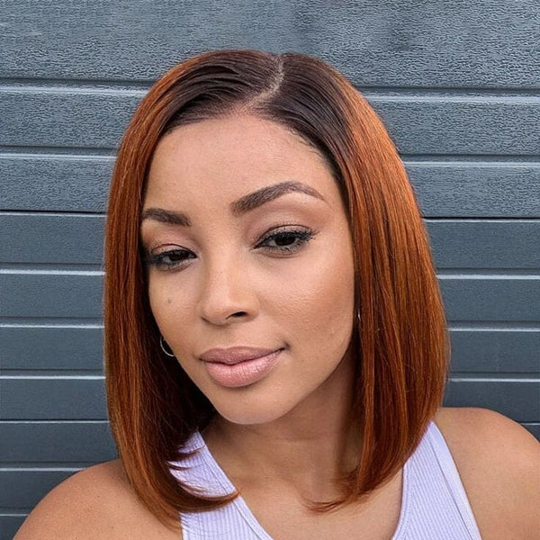 New Raw Hair Ombre Ginger Color Glueless Lace Short Bob Wig Apparel & Accessories > Clothing Accessories > Hair Accessories > Wigs > Colorful Wig Colorful Wi LABHAIRS® 