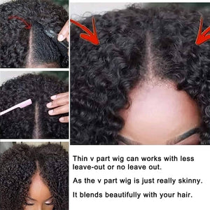 Short Curly V Part Human Hair No Lace Bob|Labhairs LABHAIRS® 