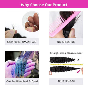 Labhairs Human Braiding Hair For Braids Deep Wave 100g Bulk Hair Apparel & Accessories > Clothing Accessories > Hair Accessories > Wigs > Lace Front Bob Wig LABHAIRS® 