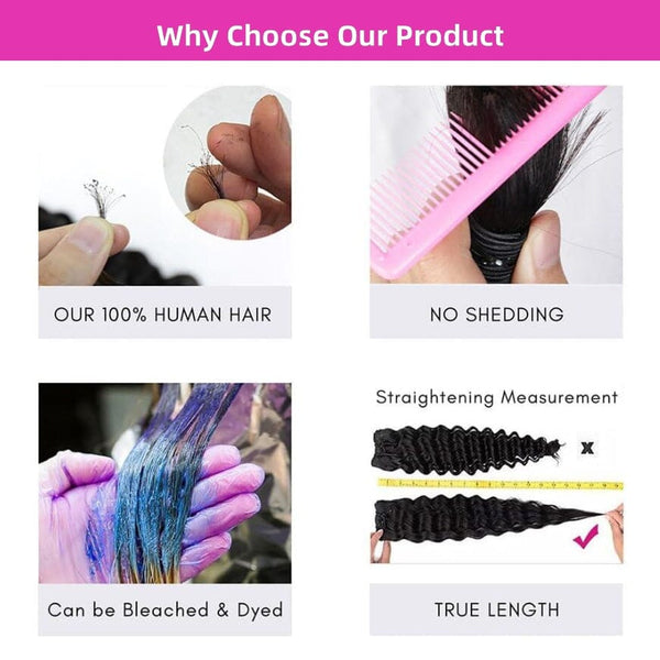 Labhairs Human Braiding Hair For Braids Deep Wave 100g Bulk Hair Apparel & Accessories > Clothing Accessories > Hair Accessories > Wigs > Lace Front Bob Wig LABHAIRS® 