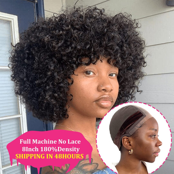 Bouncy Curly Full Machine Bang Bob&Wig Cap Kit Apparel & Accessories > Clothing Accessories > Hair Accessories > Wig Accessories > Tools & Accessories LABHAIRS® 
