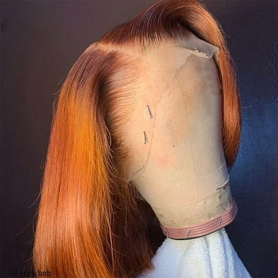 Ombre Ginger Color Straight 13x4 Transparent Lace Short Bob Wig Apparel & Accessories > Clothing Accessories > Hair Accessories > Wigs > Colorful Wig Colorful Wi LABHAIRS® 