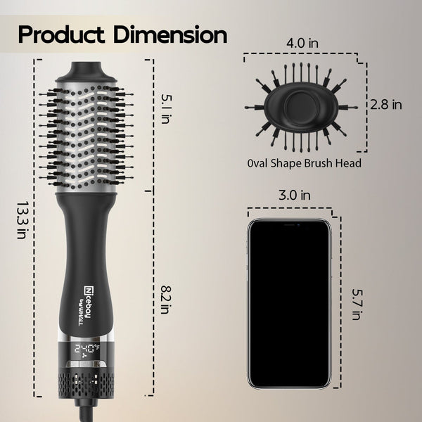 Whall Hair Dryer Brush ，Blow Dryer Brush in One with Display Screen, Oval Ceramic Barrel, Negative Ion - Black and Gold Apparel & Accessories > Clothing Accessories > Hair Accessories > Wig Accessories > Tools & Accessories LABHAIRS® 