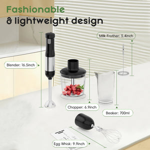 WHALL Cordless Handheld Blender, Rechargeable Immersion Blender with Whisk, Milk Frother Attachments LABHAIRS® 