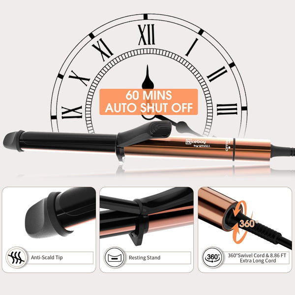 Nicebay® Curling Iron, 1 Inch Hair Curling Iron with Ceramic Coating, Professional Curling Wand, Fast Heating up to 430°F, Temperature LED Display, Wide Voltage for Worldwide, 60 Mins Auto Off Apparel & Accessories > Clothing Accessories > Hair Accessories > Wig Accessories > Tools & Accessories LABHAIRS® 