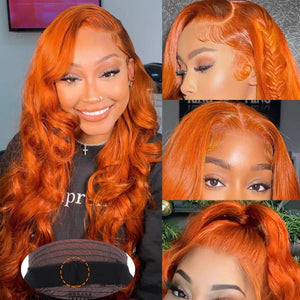 Ginger Orange 13*4 Transparent Lace 180% Density Straight Human Hair Wig Apparel & Accessories > Clothing Accessories > Hair Accessories > Wigs > Lace Front Bob Wig LABHAIRS® 