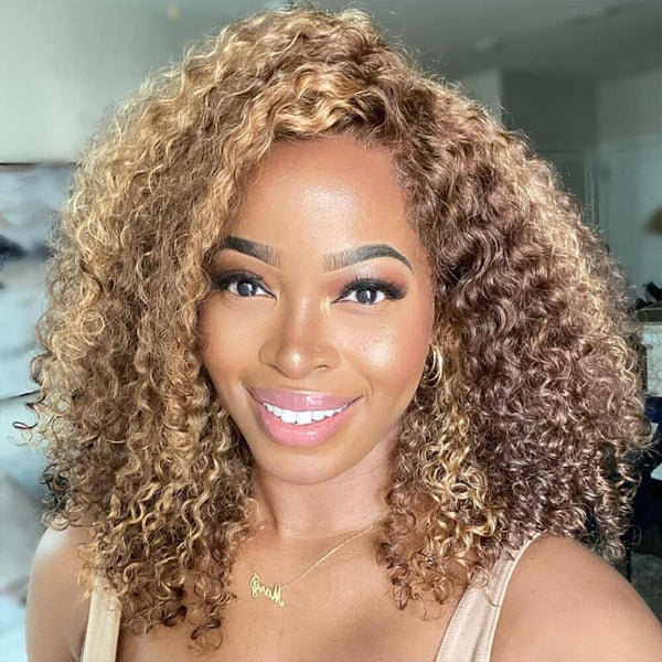 No Glue Needed 5X5 Top Swiss HD Closure Lace Ombre Bouncy Curly Bob Apparel & Accessories > Clothing Accessories > Hair Accessories > Wigs > 5x5 Top Swiss HD Lace Closure Wig LABHAIRS® 