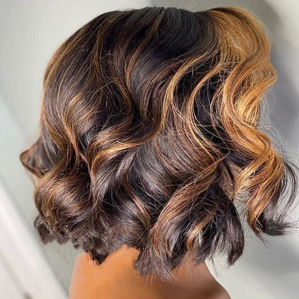Undetectable Top Swiss HD Lace Ombre Highlight Human Hair Bob Wig | Queen Wave Apparel & Accessories > Clothing Accessories > Hair Accessories > Wigs > Colorful Wig LABHAIRS® 