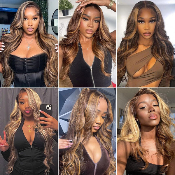 Full Lace Ombre Highlight Color Human Hair Wigs| Body Wave Apparel & Accessories > Clothing Accessories > Hair Accessories > Wigs > 13x6-lace-front-wig LABHAIRS® 