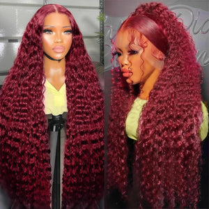 Burgundy 99J Color Human Hair Lace Front Wig | Straight | Body Wave | Bouncy Curly Apparel & Accessories > Clothing Accessories > Hair Accessories > Wigs > 13x6-lace-front-wig LABHAIRS® 