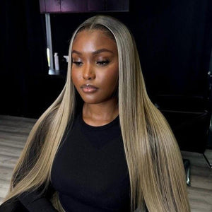 New Ombre Ash Color Silky Straight Human Hair Wig Apparel & Accessories > Clothing Accessories > Hair Accessories > Wigs > 5x5 Top Swiss HD Lace Closure Wig LABHAIRS® 