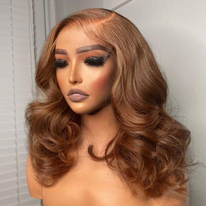 5*5 Top Swiss HD Lace Brown Color Wavy Human Hair Wig Apparel & Accessories > Clothing Accessories > Hair Accessories > Wigs > Lace Front Bob Wig LABHAIRS® 