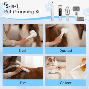 WHALL 5-in-1 Pet Grooming Vacuum Cleaner: 3-Speed Modes, Large 3L Dustbin, Low-Noise Design for Dog Hair Removal LABHAIRS® 