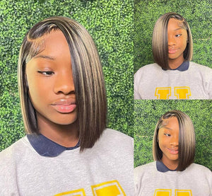 Ombre Honey Blonde Bob Human Hair Wigs Top Swiss HD Lace Apparel & Accessories > Clothing Accessories > Hair Accessories > Wigs > Colorful Wig LABHAIRS® 
