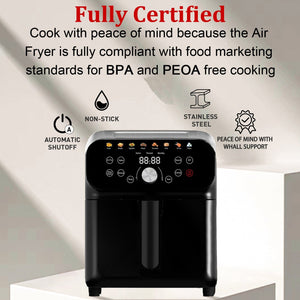 WHALL 6.2 - Quart Stainless Steel Air Fryer Oven: 12 - in - 1 Preset Functions, LED Smart Touch Panel, 85% Fat Reduction, 1600W Power LABHAIRS® 