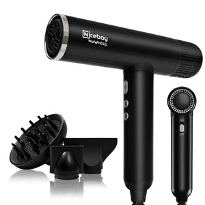 Whall 1600W High-Speed Brushless Motor Ionic Blow Dryer with Diffuser and 3 Magnetic Attachments for Fast Drying and Constant Temperature Apparel & Accessories > Clothing Accessories > Hair Accessories > Wig Accessories > Tools & Accessories LABHAIRS® Black&Silver 